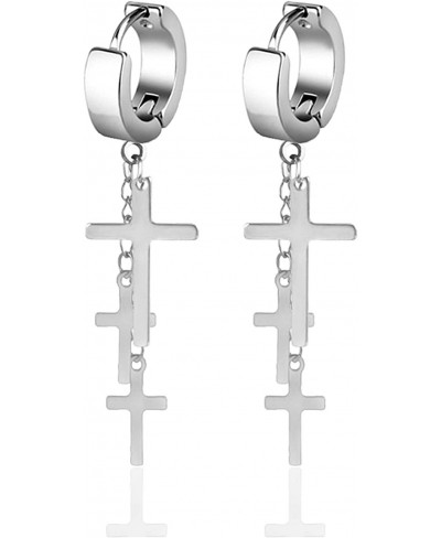 Punk Cross Drop Dangle Earrings Huggie Hinged Hoop Earrings 2PCS $9.59 Hoop