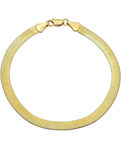 4mm-10mm 14k Yellow Gold Plated Flat Herringbone Chain Necklace or Bracelet $32.71 Link