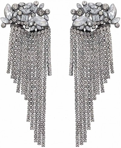 Dangle Earrings Statement Multi Color Rhinestones African Tassel Silver Earring Fashion Jewelry for Women and Girls $14.04 Dr...