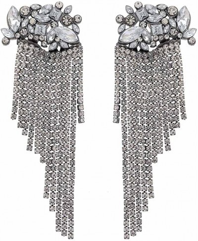 Dangle Earrings Statement Multi Color Rhinestones African Tassel Silver Earring Fashion Jewelry for Women and Girls $14.04 Dr...