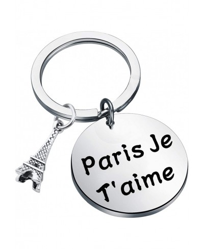 Paris Je T'Aime Keychain with Eiffel Tower Charm I Love Paris Keyring Travelers Gift $14.37 Pendants & Coins