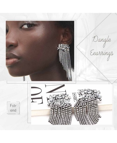 Dangle Earrings Statement Multi Color Rhinestones African Tassel Silver Earring Fashion Jewelry for Women and Girls $14.04 Dr...