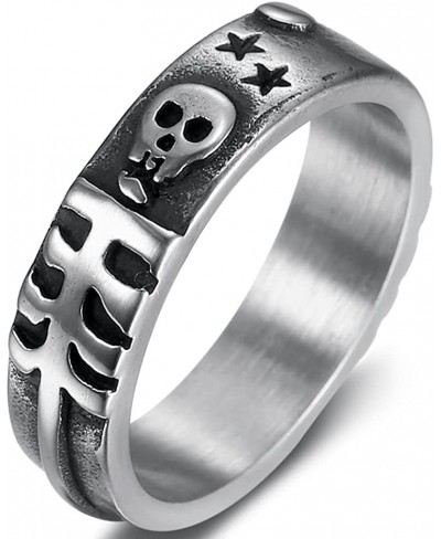 7mm Stainless Steel Retro Vintage Skull Skeleton Biker Halloween Band Statement Cocktail Party Ring $10.21 Bands