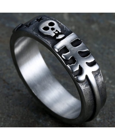 7mm Stainless Steel Retro Vintage Skull Skeleton Biker Halloween Band Statement Cocktail Party Ring $10.21 Bands