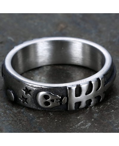 7mm Stainless Steel Retro Vintage Skull Skeleton Biker Halloween Band Statement Cocktail Party Ring $10.21 Bands