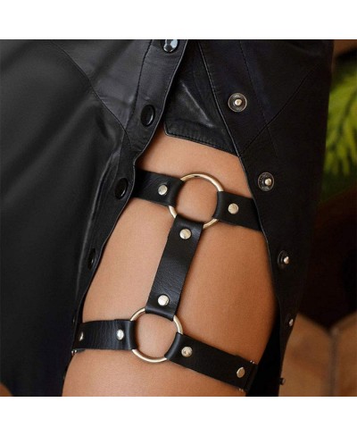 Punk Body Chain Leather Leg Chain Black Thigh Chains Rave Party Nightclub Body Jewelry for Women and Girls (Pack of 2) (C) $1...