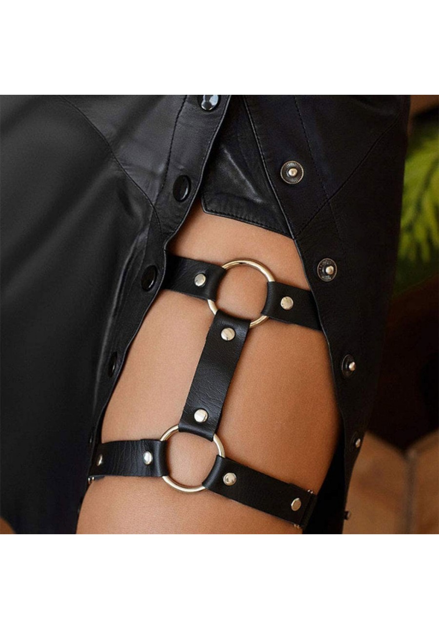 Punk Body Chain Leather Leg Chain Black Thigh Chains Rave Party Nightclub Body Jewelry for Women and Girls (Pack of 2) (C) $1...