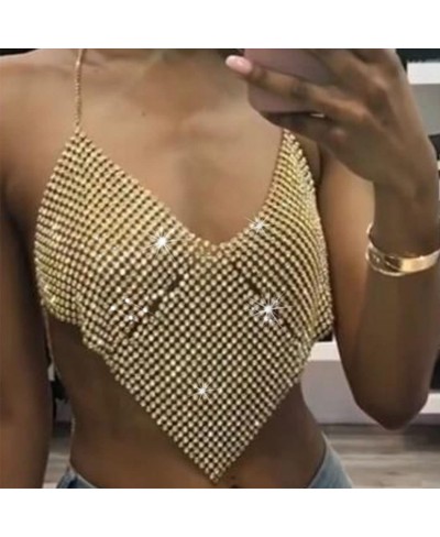 Rhinestone Body Chain Crystal Bra Body Jewelry Glitter Bikini Body Accessories for Women and Girls (Gold) $10.74 Body Chains