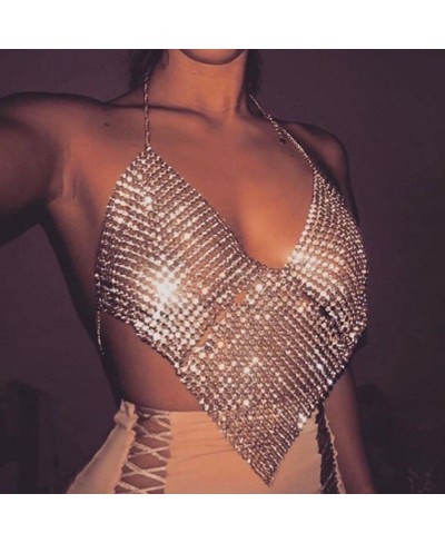 Rhinestone Body Chain Crystal Bra Body Jewelry Glitter Bikini Body Accessories for Women and Girls (Gold) $10.74 Body Chains