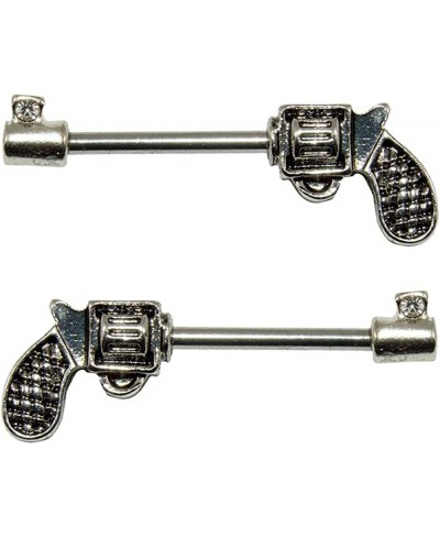 Pair of Nipple Rings 14ga Revolver Gun Design Surgical Steel $11.27 Piercing Jewelry