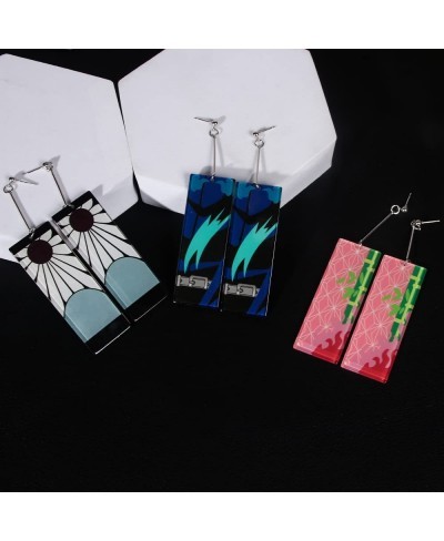 Demon Slayer Tanjiro Anime Earring - Anime Kamado Nezuko Hanafuda Acrylic Dangle Earrings - Cosplay Anime Jewelry Gifts for W...