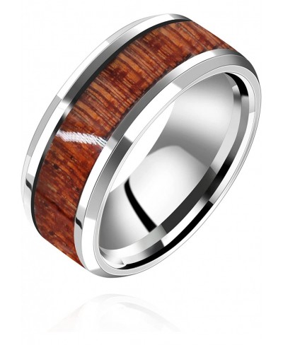 8mm Titanium Stainless Wedding Band Wood Inlay Engagement Rings for Women and Men Y1539 $9.64 Promise Rings