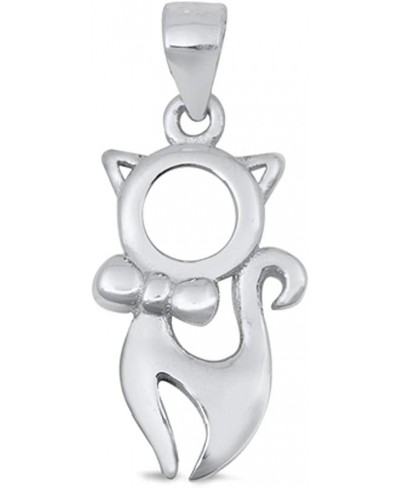 Sterling Silver Plain Cat Charm Pendant $9.43 Pendants & Coins