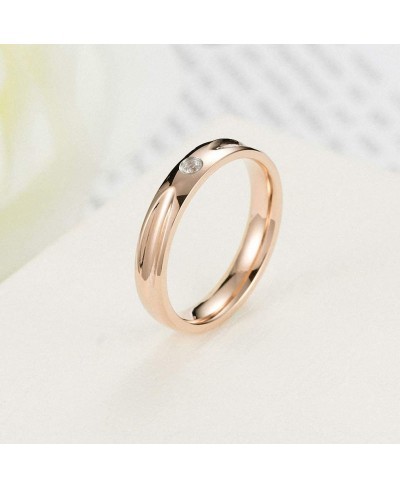 Charming Titanium Steel Tail Ring for Women Simple Zirconia Silver/Rose Gold Color Finger Ring Small Wedding Band Jewelry $12...