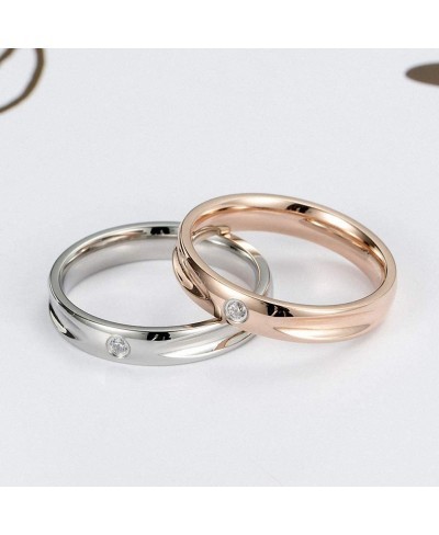 Charming Titanium Steel Tail Ring for Women Simple Zirconia Silver/Rose Gold Color Finger Ring Small Wedding Band Jewelry $12...