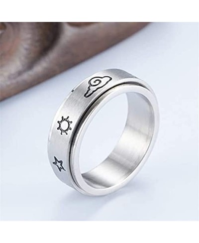 Stainless Steel Natural Weather Pattern Tuning Rotating Band Ring Silver Color Sun Moon Star Cloud Snow Rotatable Ring Finger...