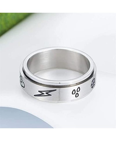 Stainless Steel Natural Weather Pattern Tuning Rotating Band Ring Silver Color Sun Moon Star Cloud Snow Rotatable Ring Finger...