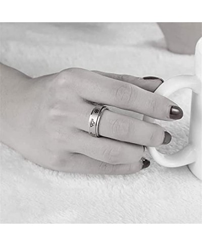 Stainless Steel Natural Weather Pattern Tuning Rotating Band Ring Silver Color Sun Moon Star Cloud Snow Rotatable Ring Finger...