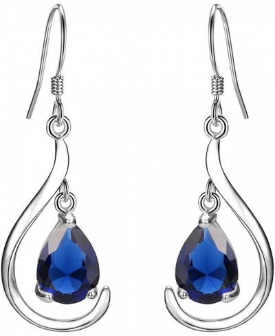 Women's 925 Sterling Silver Prong CZ Simple Teardrop Daily Hook Dangle Earrings $26.87 Drop & Dangle