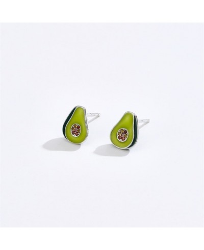 S925 Sterling Silver Cubic Zircon Green Avocado Stud Earrings Funny Fruit Earrings Aesthetic Earrings for Women Teenger LSE14...