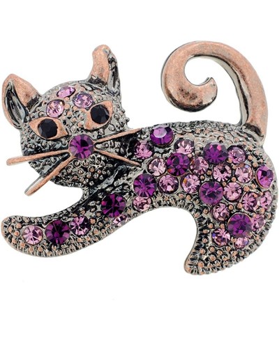 Purple Cat Kitty Crystal Pin Brooch $13.40 Brooches & Pins