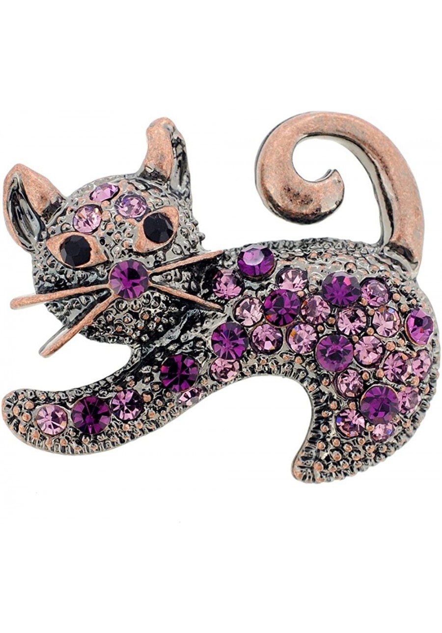 Purple Cat Kitty Crystal Pin Brooch $13.40 Brooches & Pins