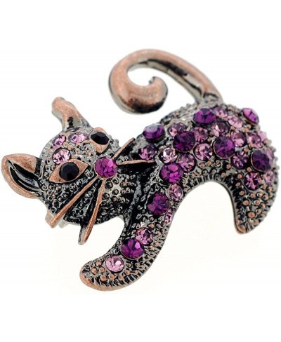 Purple Cat Kitty Crystal Pin Brooch $13.40 Brooches & Pins