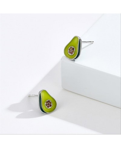 S925 Sterling Silver Cubic Zircon Green Avocado Stud Earrings Funny Fruit Earrings Aesthetic Earrings for Women Teenger LSE14...