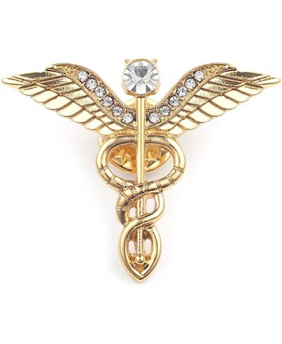 Crystal Medical Caduceus Brooch Pins Badge Brooches Lapel Pin Medicine Symbol Jewelry Gifts for Nurse Doctor (Gold) $12.80 Br...