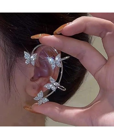 Zircon Butterfly Earrings for Women Teen Girls Crystal Rhinestone Butterfly Ear Cuff Earrings Butterfly Ear Wrap Crawler Clim...