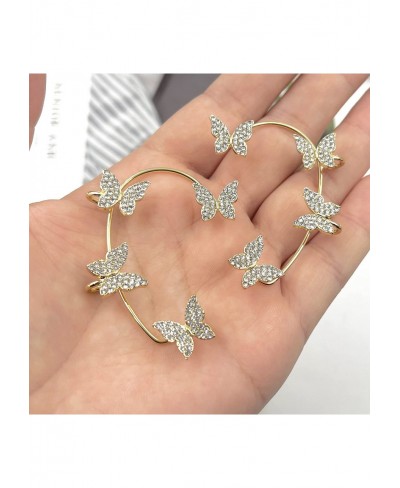 Zircon Butterfly Earrings for Women Teen Girls Crystal Rhinestone Butterfly Ear Cuff Earrings Butterfly Ear Wrap Crawler Clim...