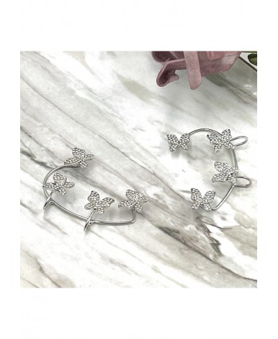 Zircon Butterfly Earrings for Women Teen Girls Crystal Rhinestone Butterfly Ear Cuff Earrings Butterfly Ear Wrap Crawler Clim...