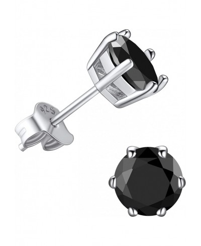 925 Stelring Silver/Rose Gold Plated Simulated Diamond Black Cubic Zirconia Stud Earrings for Women Men 5mm 7mm 9mm $12.86 Stud