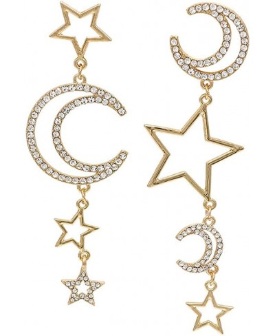 Cubic Zirconia Sparkly Star Moon Sun Crescent Gold Chain Long Dangle Drop Earrings for Women Girls Dainty Boho Tassel Fashion...