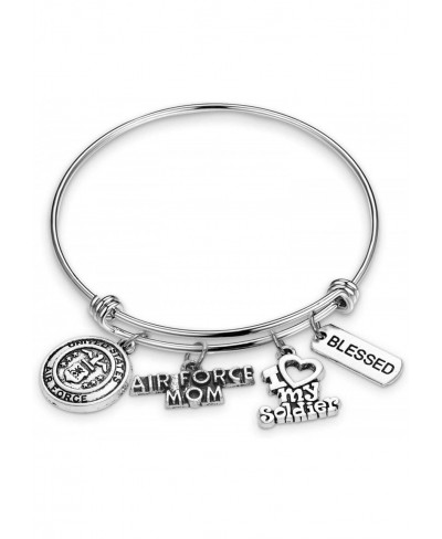 Military Mom Gift I Love My Soldier Charm Bangle US Army Mom Bracelet US Mom Jewelry Soldier Deployment Gift for Mom $15.62 B...