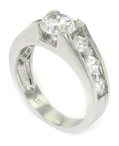 Classic Sterling Silver Engagement Ring w/Round Brilliant White CZ $19.08 Engagement Rings