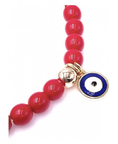 Saint Benedict Red Glass Beads Bracelet Genuine Azabache and Blue Evil Eye Protection Jewelry $18.22 Strand