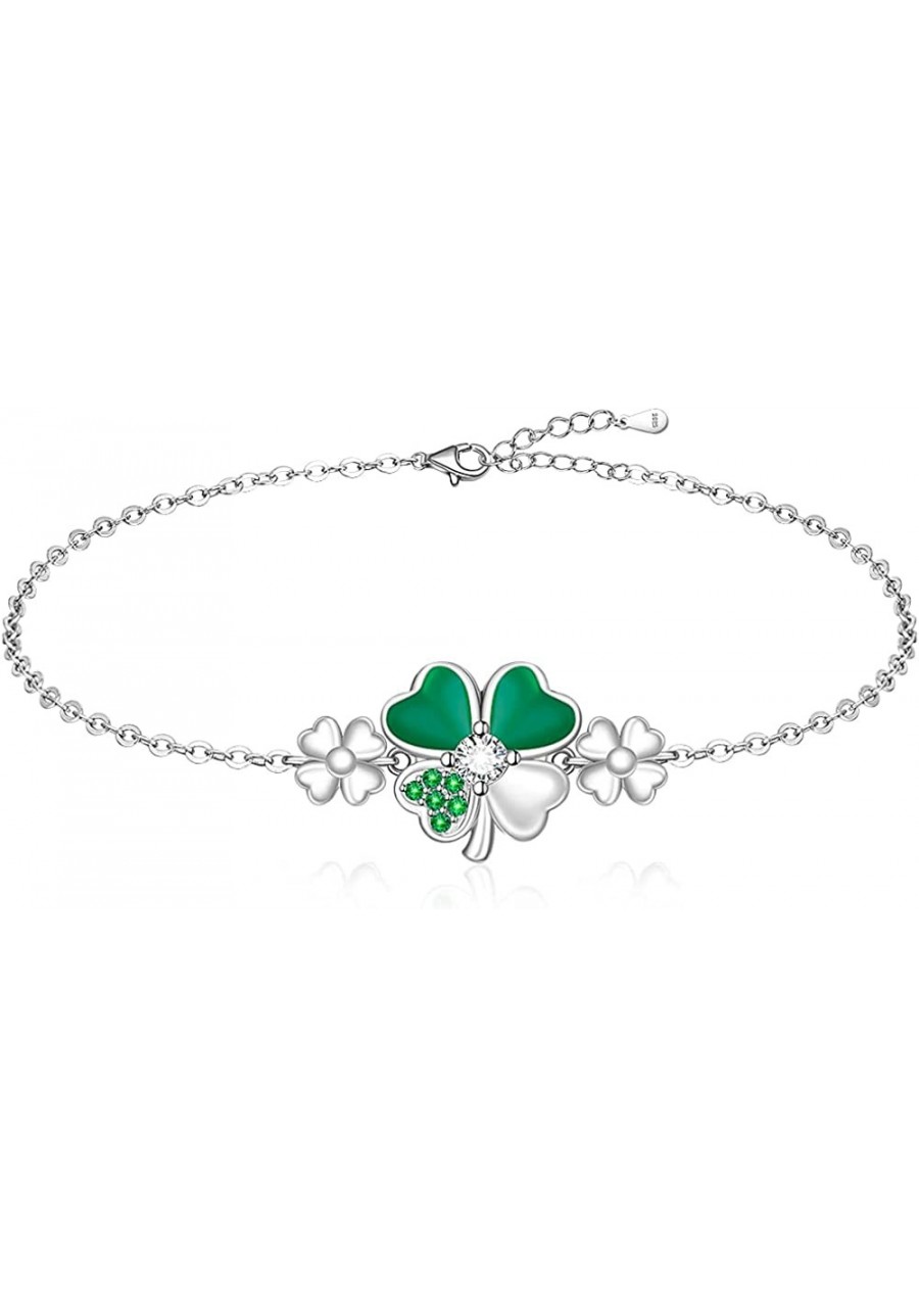 ST Patricks Day Irish Four Leaf Clover Shamrock Earrings for Women Heart 925 Sterling Silver Prom Fashion Green Love Diamond ...