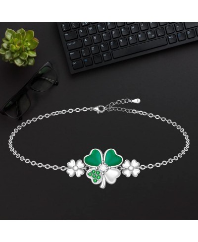 ST Patricks Day Irish Four Leaf Clover Shamrock Earrings for Women Heart 925 Sterling Silver Prom Fashion Green Love Diamond ...