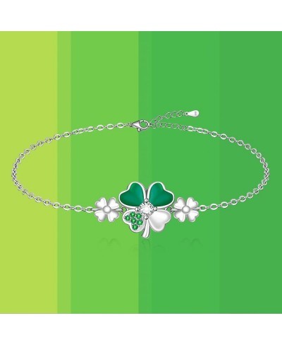 ST Patricks Day Irish Four Leaf Clover Shamrock Earrings for Women Heart 925 Sterling Silver Prom Fashion Green Love Diamond ...