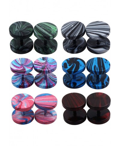 Faux Gauges Earrings Fake Gauges Cheater Illusion Unisex Fake Plugs 6 Pairs Assorted Colors Dumbbell Stud Earrings 16G $12.97...