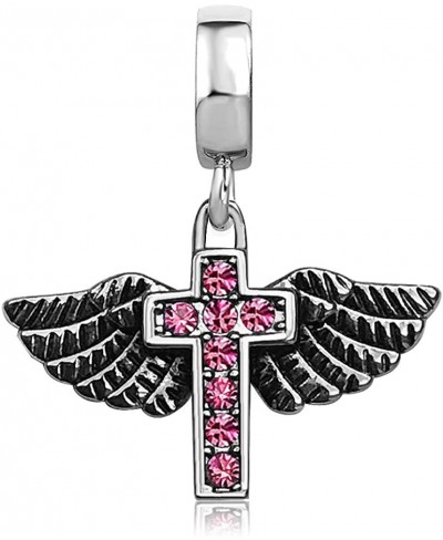 Angel Wings Cross Religion Jesuss Birthstone Charms for Bracelets Wife Grandma Mom Sister Bropther Daughter Son Gifts $7.82 C...