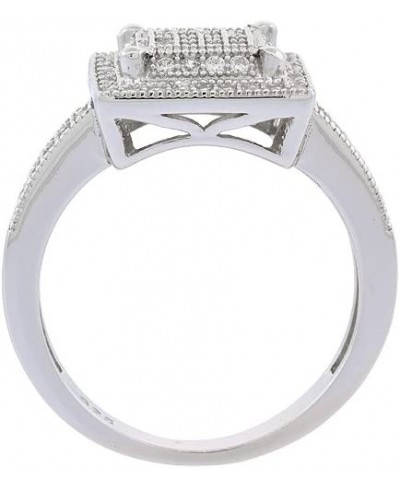 Sterling Silver Micro Pave CZ Square Ring Raised Center 1/2 inch Wide Sizes 6-9 $41.15 Statement