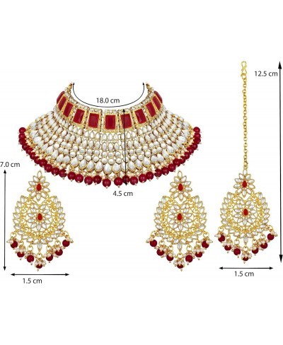 Indian Bridal Style Choker Nekclace Earrings Maang Tikka Traditional Wedding Ethnic Fashion Jewelry Set for Women $31.46 Jewe...