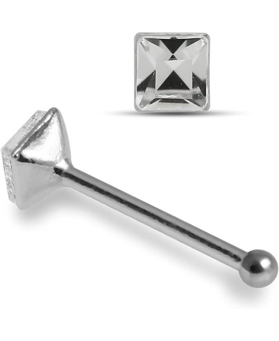 Square Crystal Stone Top 22 Gauge 925 Sterling Silver Ball End Nose Stud Nose Piercing $8.48 Piercing Jewelry