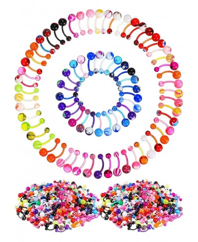 200 Pieces Belly Button Rings Piercing multipack belly ring Button Banana Barbells Colorful Body Navel Rings Navel Barbell Ac...