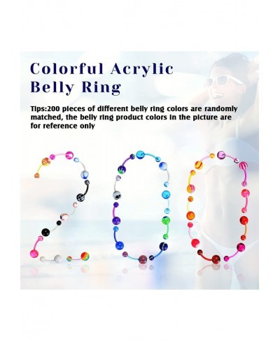 200 Pieces Belly Button Rings Piercing multipack belly ring Button Banana Barbells Colorful Body Navel Rings Navel Barbell Ac...