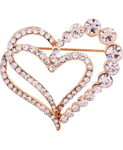 Rose Gold Plated Glaring Gemstone Pretty Loving Heart Brooches and Pins Vintage for Women $8.78 Brooches & Pins