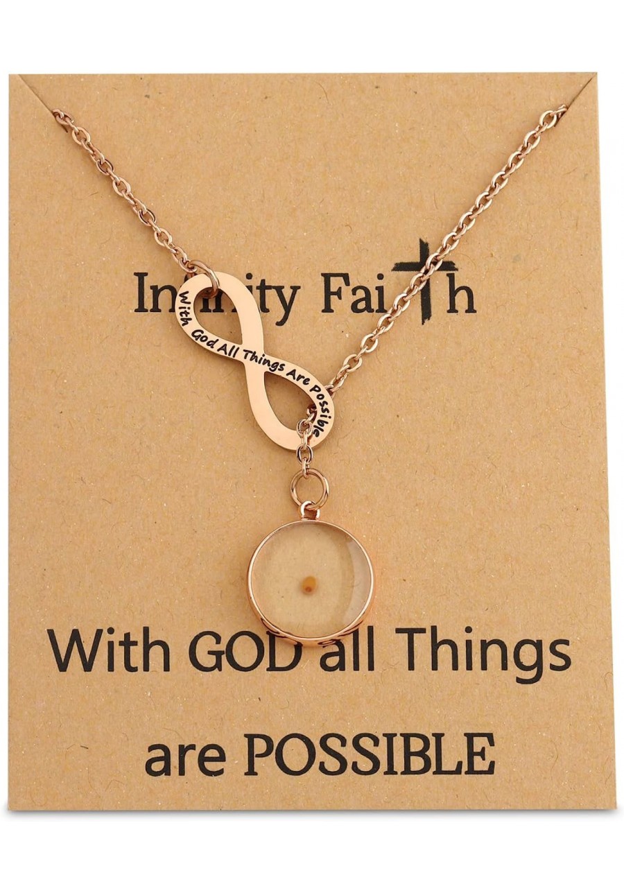 Mustard Seed Necklace Infinity Faith Gifts With God All Things Are Possible Jewelry Religious Gift For Christian $12.42 Penda...