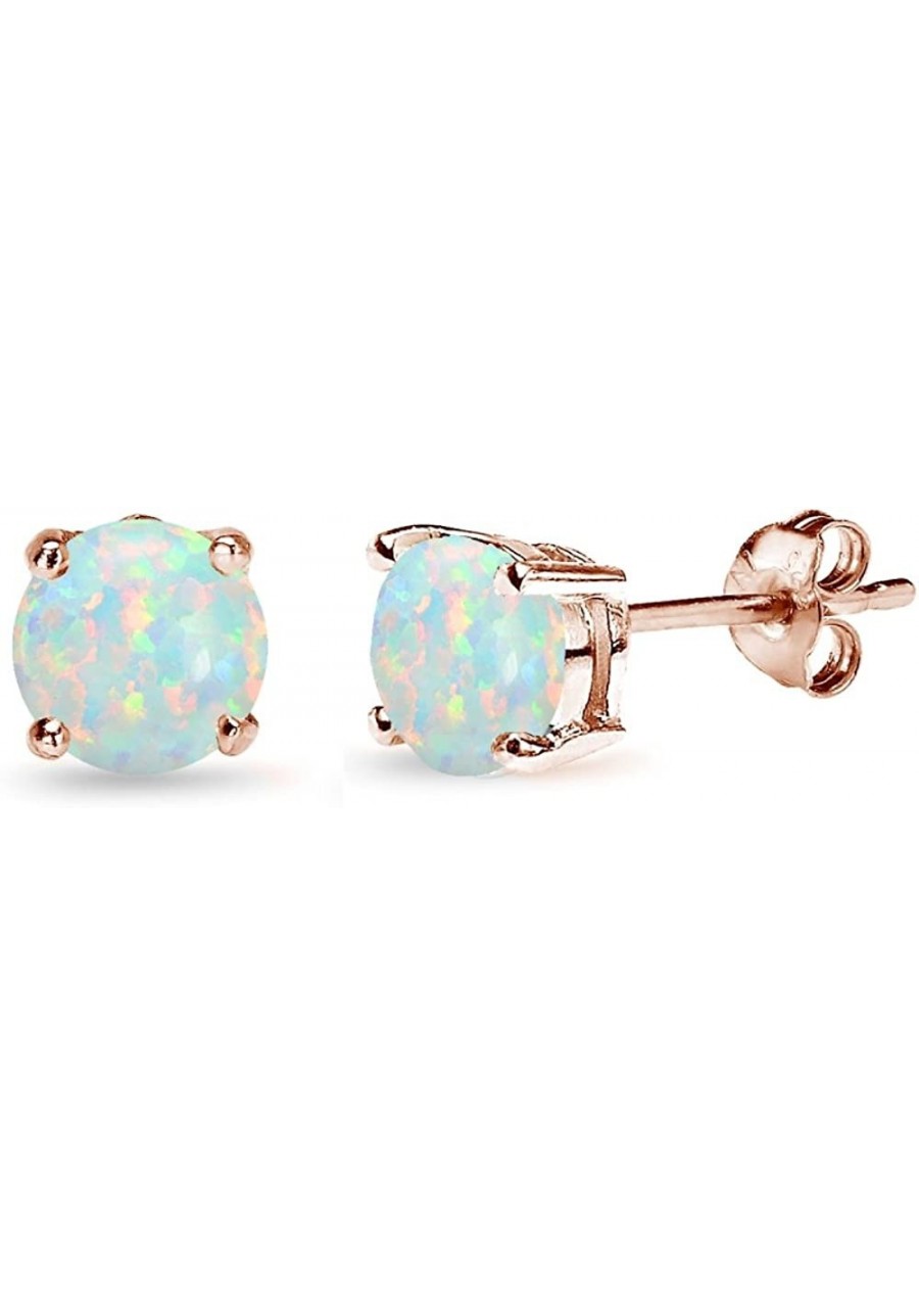 Sterling Silver 6mm Round Synthetic Opal Stud Earrings for Women Girls $13.30 Stud